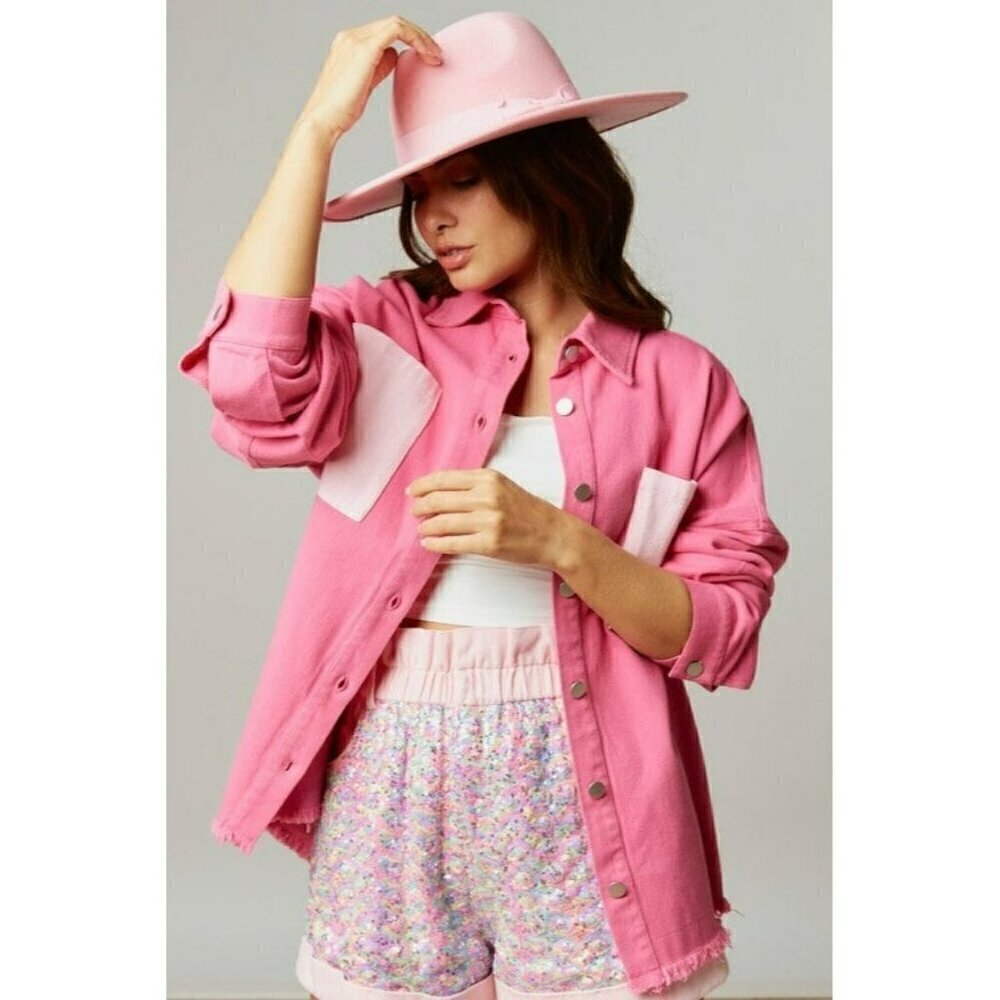 Donut Skip This Shacket in Fuchsia - Picture 4 of 6